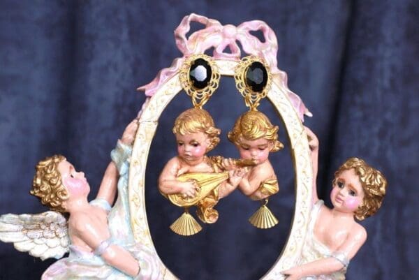 SOLD! 9977 Baroque Musical Cherubs Vintage Style Earrings