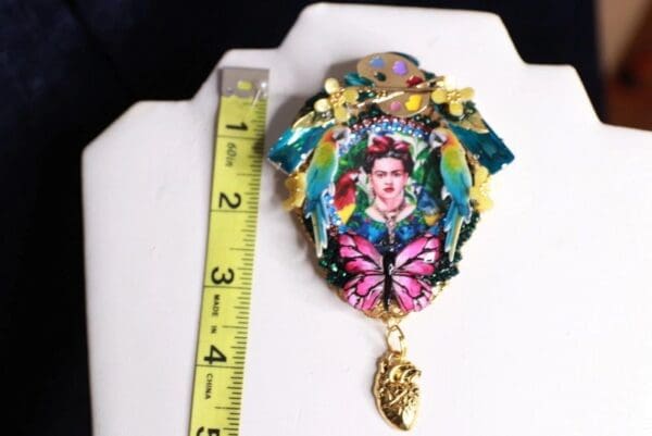 SOLD! 9986 Frida Kahlo Butterfly Huge Brooch - Image 6