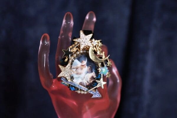SOLD! 9991 Renaissance Paintings La Luna Adjustable Cocktail Huge Ring - Image 3