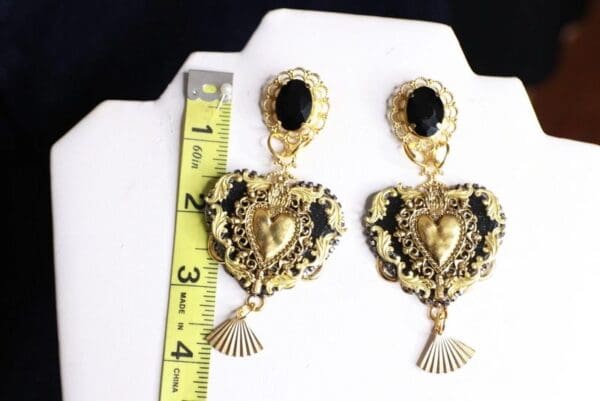SOLD! 9992 Baroque Sacred Hearts Earrings Studs - Image 5