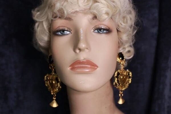 SOLD! 9992 Baroque Sacred Hearts Earrings Studs - Image 4