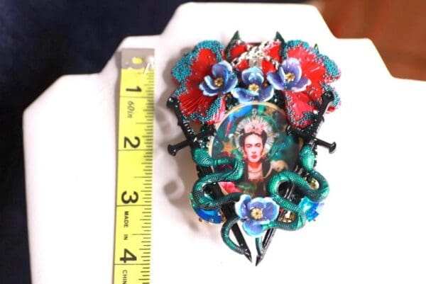 SOLD! 9995 Frida Kahlo Sacred Heart Swords Huge Brooch - Image 6