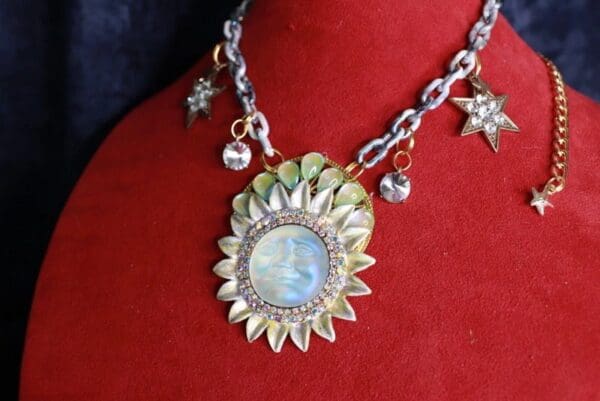 SOLD! 9999 Baroque Celestial Sun Moon Necklace - Image 5