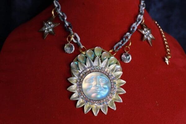 SOLD! 9999 Baroque Celestial Sun Moon Necklace