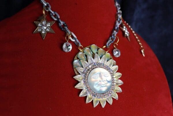 SOLD! 9999 Baroque Celestial Sun Moon Necklace - Image 6