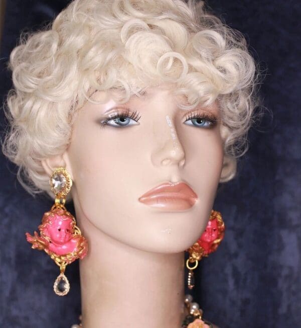 SOLD! 10005 Baroque Pink Cherubs Angels Earrings Studs - Image 5