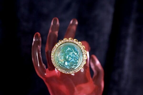 SOLD! 10008 Baroque Iridescent Cameo Huge Adjustable Cocktail Ring - Image 2