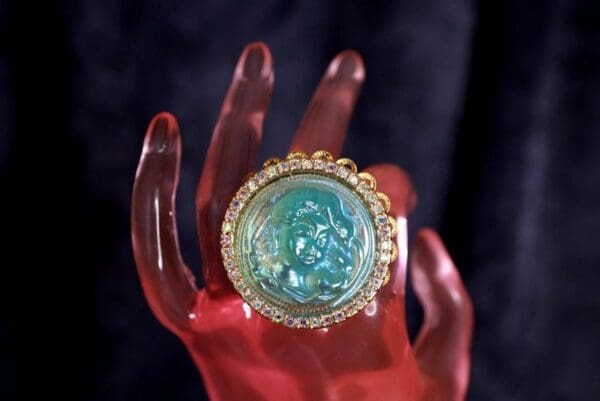 SOLD! 10008 Baroque Iridescent Cameo Huge Adjustable Cocktail Ring