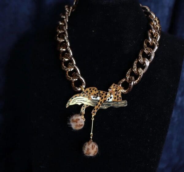 SOLD! 10017 Leopard Enamel Choker Necklace - Image 4