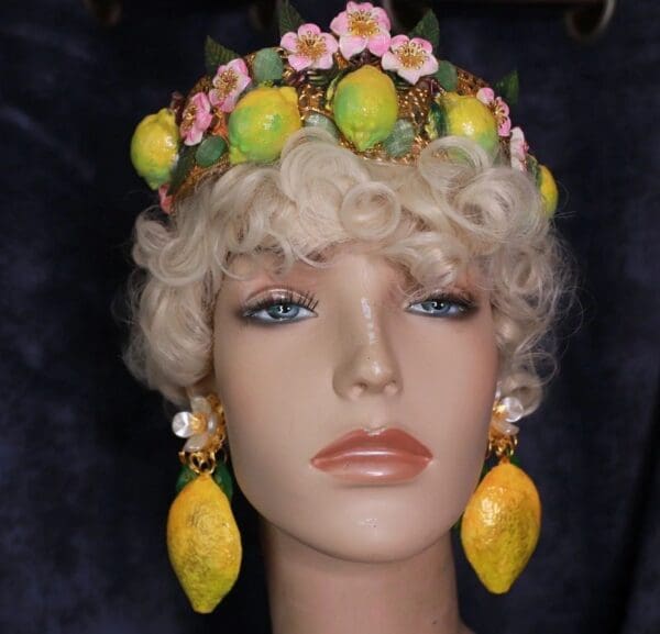 SOLD! 10028 Baroque 3D Effect Lemon Fruit Statement Headband - Image 3