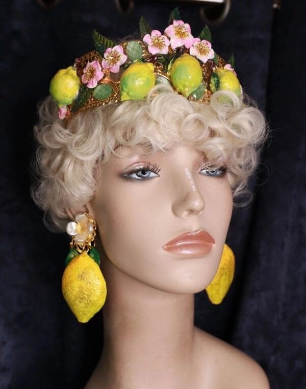 SOLD! 10028 Baroque 3D Effect Lemon Fruit Statement Headband - Image 4
