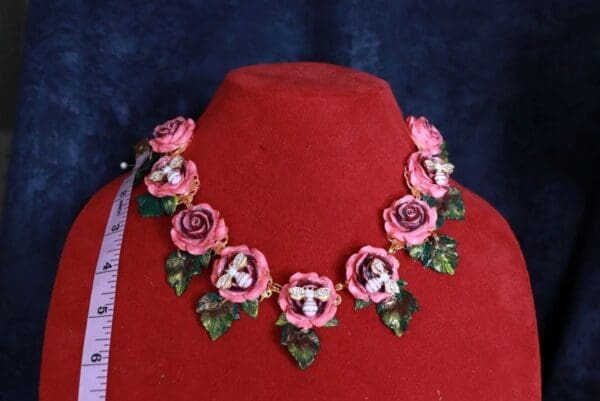 SOLD! 10031 Baroque Bee Vivid Roses Massive Necklace - Image 4
