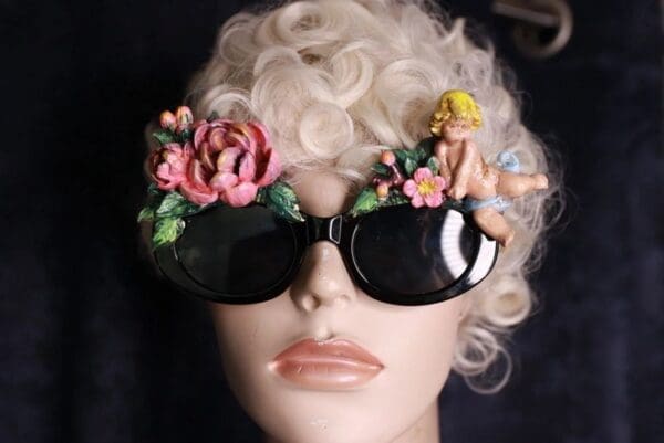 SOLD! 10033 Baroque Vivid Cherub Angel Embellished Sunglasses - Image 2