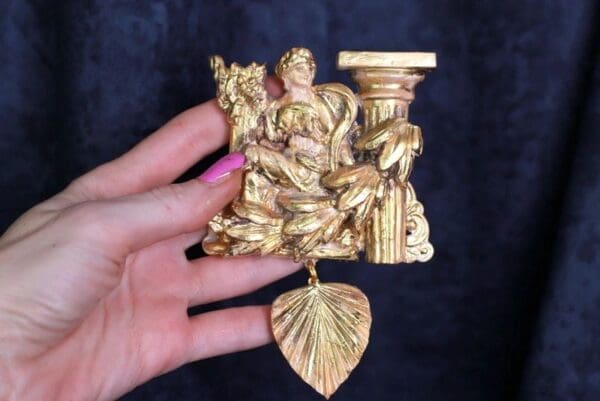 SOLD! 10037 Greek Statue Column Massive Vintage Style Brooch - Image 3