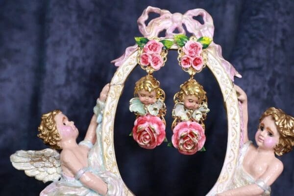 SOLD! 10044 Sleeping Putti Cherubs Angels Earrings Studs