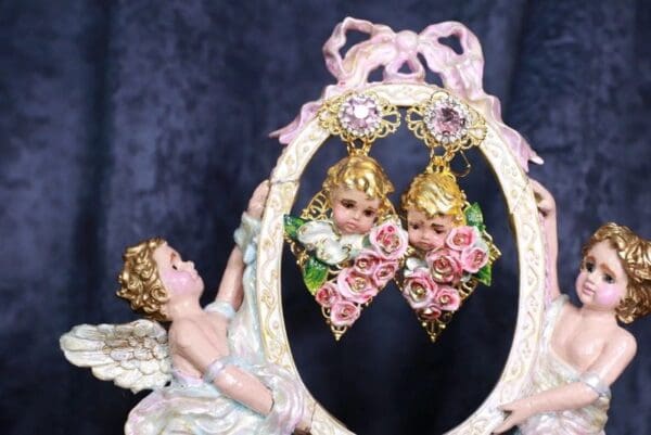 SOLD! 10045 Sleeping Putti Cherubs Angels Earrings Studs