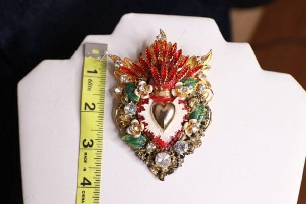 SOLD! 10046 Baroque Alta Moda Sacred Heart Massive Brooch Pin - Image 6