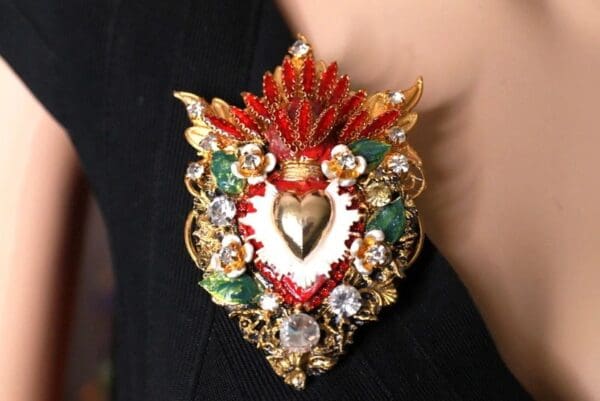 SOLD! 10046 Baroque Alta Moda Sacred Heart Massive Brooch Pin - Image 4