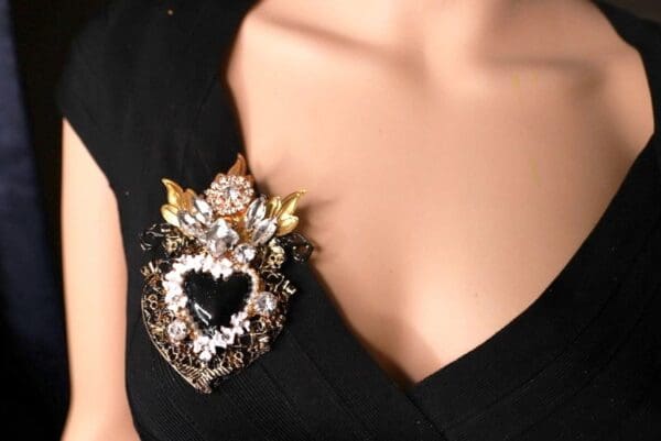 SOLD! 10051 Baroque Alta Moda Sacred Heart Massive Brooch Pin - Image 2