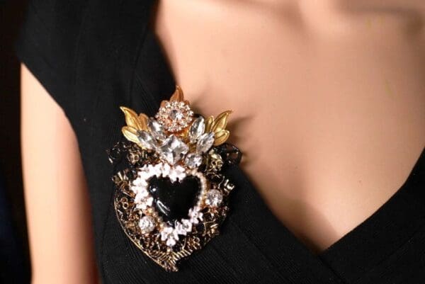 SOLD! 10051 Baroque Alta Moda Sacred Heart Massive Brooch Pin - Image 4