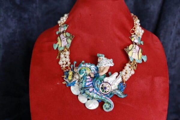 SOLD! 10057 Genuine Biwa Pearlz Neptun Poseidon Shell Necklace - Image 2