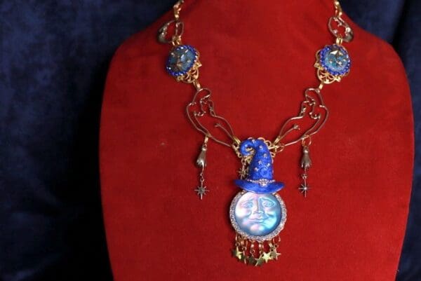 SOLD! 10064 Iridescent Moon Stars Terrestrial Necklace - Image 2
