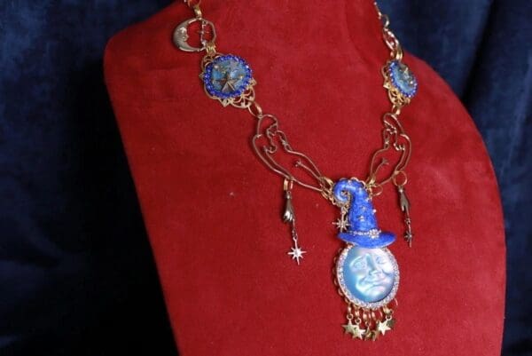 SOLD! 10064 Iridescent Moon Stars Terrestrial Necklace - Image 4