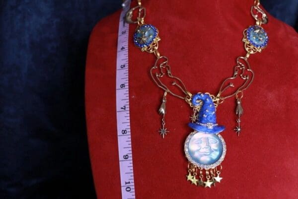 SOLD! 10064 Iridescent Moon Stars Terrestrial Necklace - Image 6