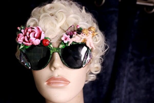 SOLD! 10070 Baroque Cherubs Embellished Sunglasses - Image 4