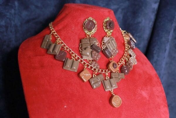 SOLD! 10069 Set Of Earrings+ Necklace Chocolate Lovers Sweet Necklace - Image 3