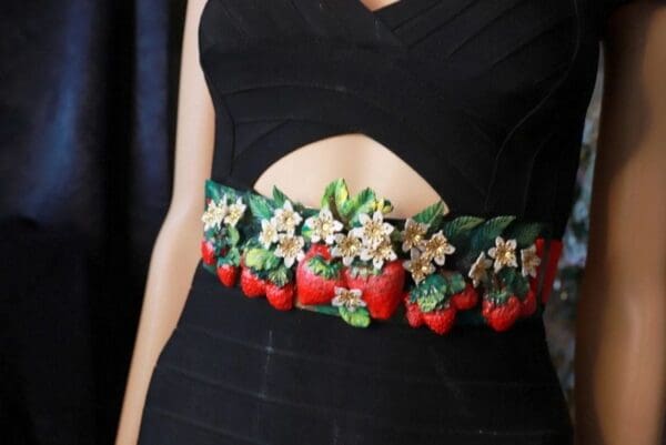 SOLD! 10074 ELASTIC Massive Vivid Strawberry Adjustable Waist Belt - Image 2