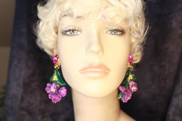 SOLD! 10076 Baroque Vivid Iris Earrings Studs - Image 3