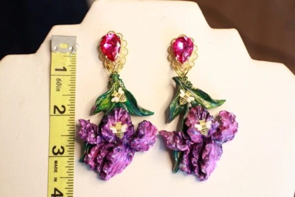 SOLD! 10076 Baroque Vivid Iris Earrings Studs - Image 5