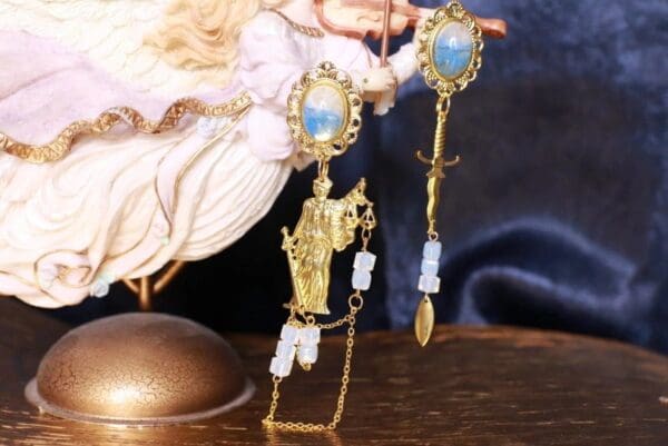 SOLD! 10081 Baroque Justice Sword Irregular Enamel Studs