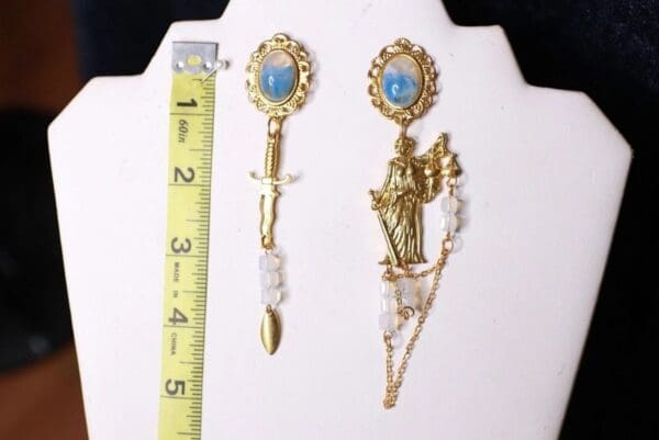 SOLD! 10081 Baroque Justice Sword Irregular Enamel Studs - Image 3