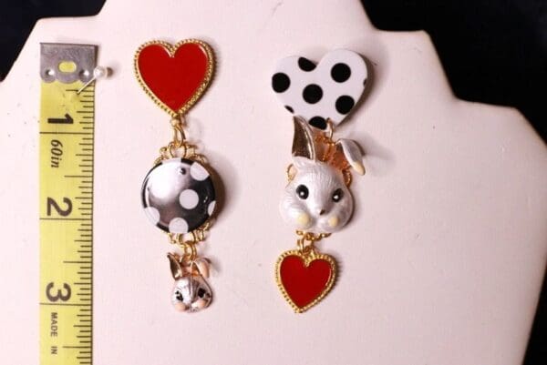 SOLD! 10082 Baroque Enamel Bunny Polka Dot Irregular Enamel Studs - Image 5