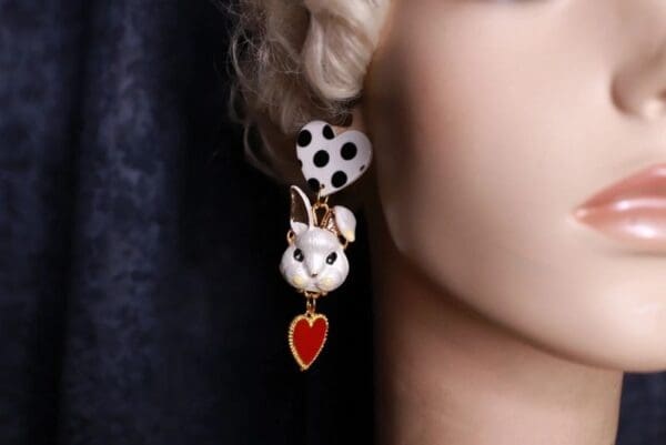 SOLD! 10082 Baroque Enamel Bunny Polka Dot Irregular Enamel Studs - Image 4