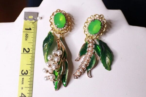 SOLD! 10083 Baroque Enamel Lily Of The Valley Irregular Enamel Studs - Image 6