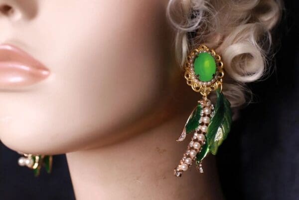 SOLD! 10083 Baroque Enamel Lily Of The Valley Irregular Enamel Studs - Image 4