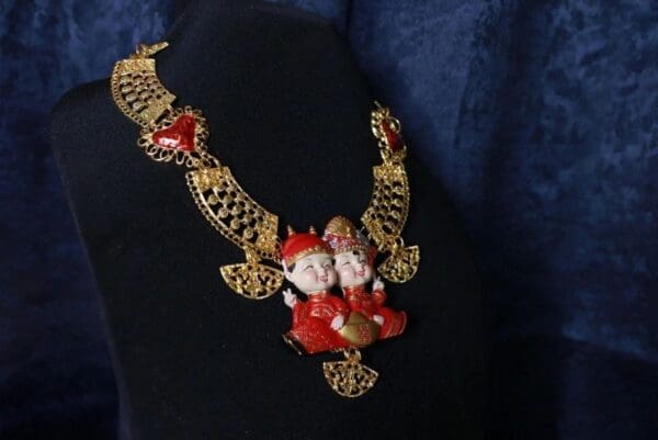 SOLD! 10087 Asian Revival Figures Adorable Massive Necklace - Image 2
