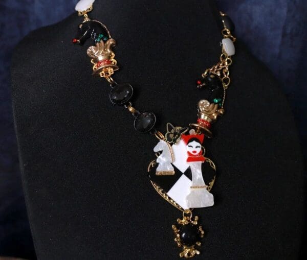 SOLD! 10089 Queen Of Chess Enamel Massive Necklace - Image 3