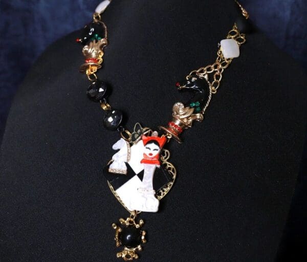 SOLD! 10089 Queen Of Chess Enamel Massive Necklace - Image 4