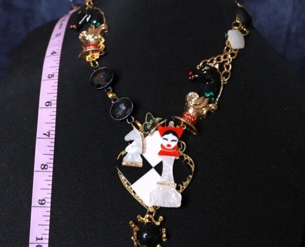 SOLD! 10089 Queen Of Chess Enamel Massive Necklace - Image 5