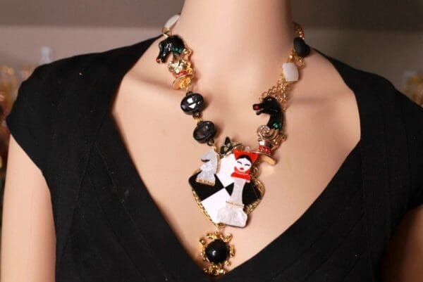 SOLD! 10089 Queen Of Chess Enamel Massive Necklace - Image 9