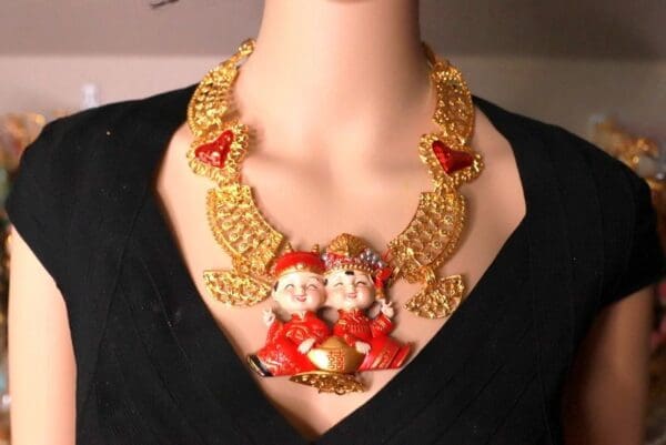 SOLD! 10087 Asian Revival Figures Adorable Massive Necklace - Image 5