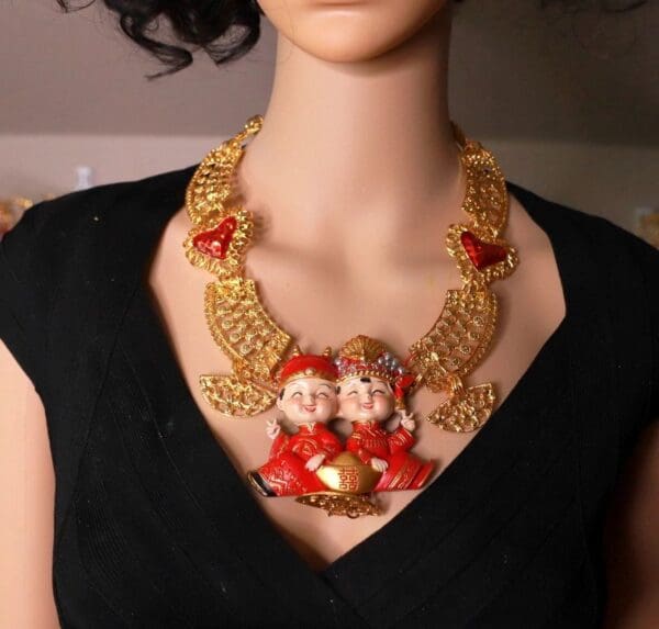 SOLD! 10087 Asian Revival Figures Adorable Massive Necklace - Image 6