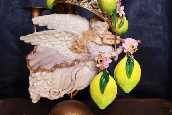 SOLD! 10092 Baroque Large Lemon Pink flower Earrings Studs