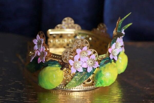 SOLD! 10093 Baroque 3D Effect Lemon Fruit Statement Headband - Image 2