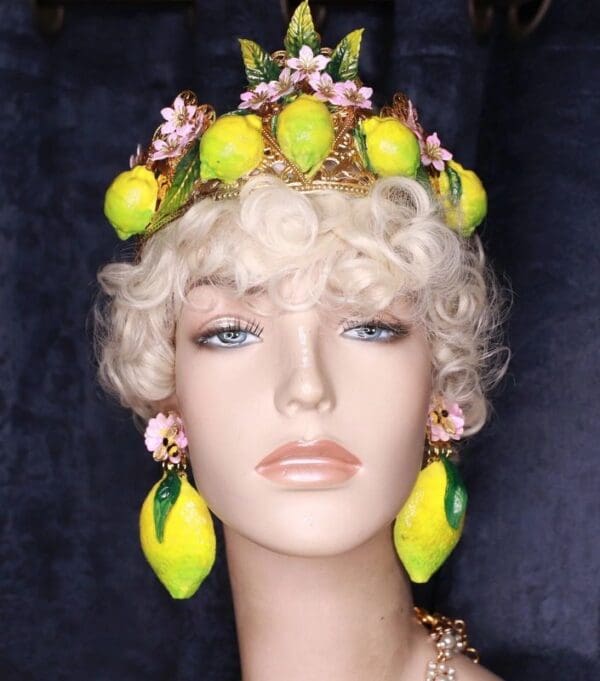 SOLD! 10093 Baroque 3D Effect Lemon Fruit Statement Headband - Image 6