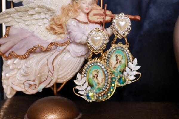 SOLD! 10102 Marie Antoinette Aqua Earrings Studs